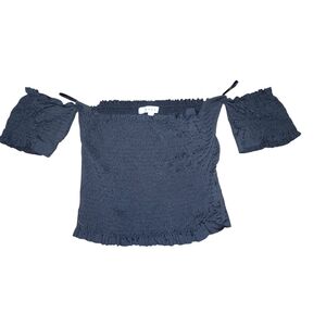 Women's Off-Shoulder Smocked Top - Black